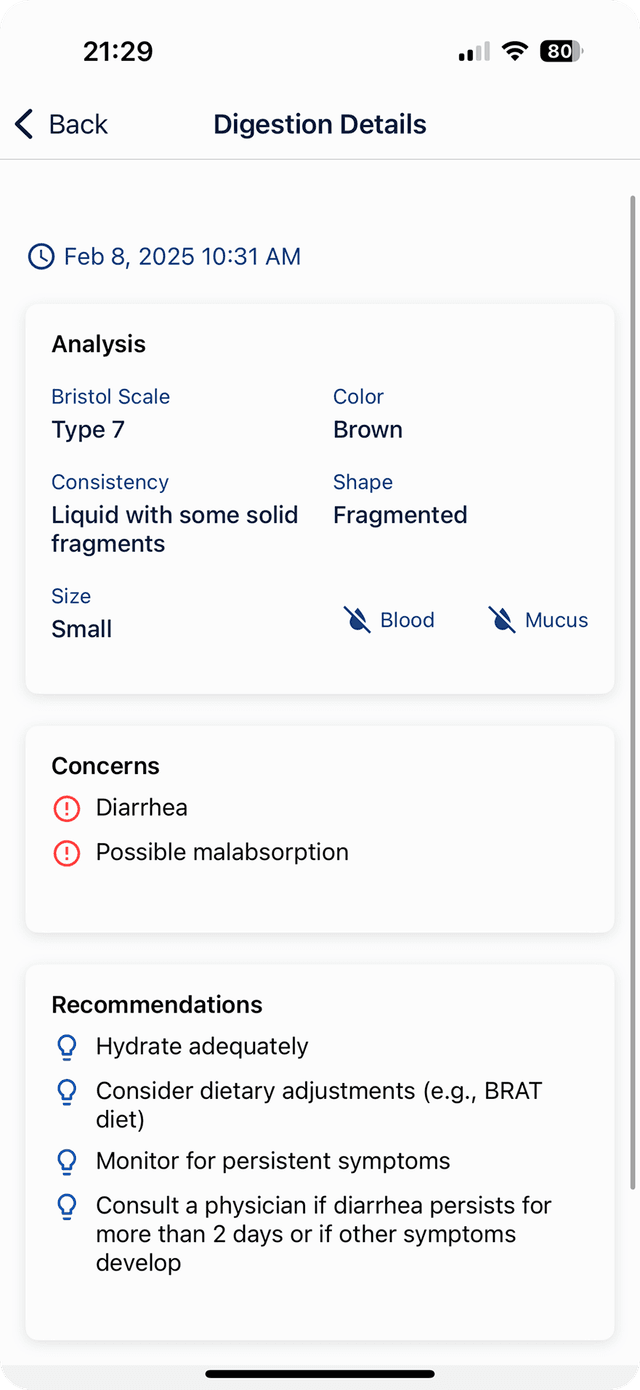 Digestion AI Tracker screenshot